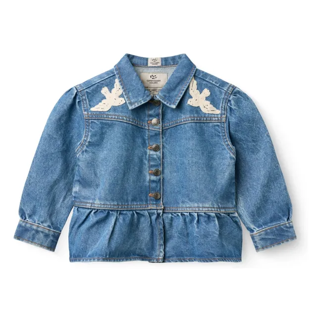Veste Denim Oiseaux Coton Bio | Bleu
