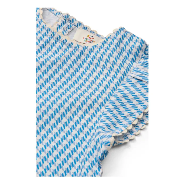Pied de Poule Organic Cotton Top and Shorts Set | Blue