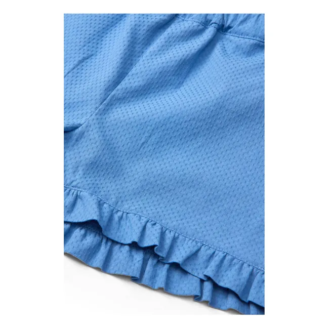 Pantalones cortos con volantes de algodón orgánico | Azul Mar