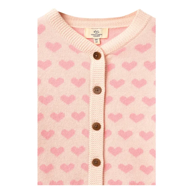 Organic Cotton Hearts Cardigan | Pink