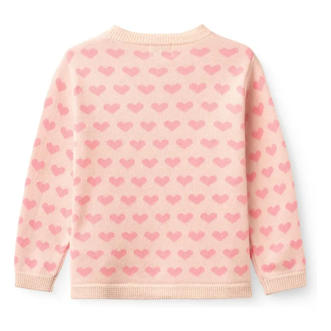 Cardigan Cœurs Coton Bio | Rose