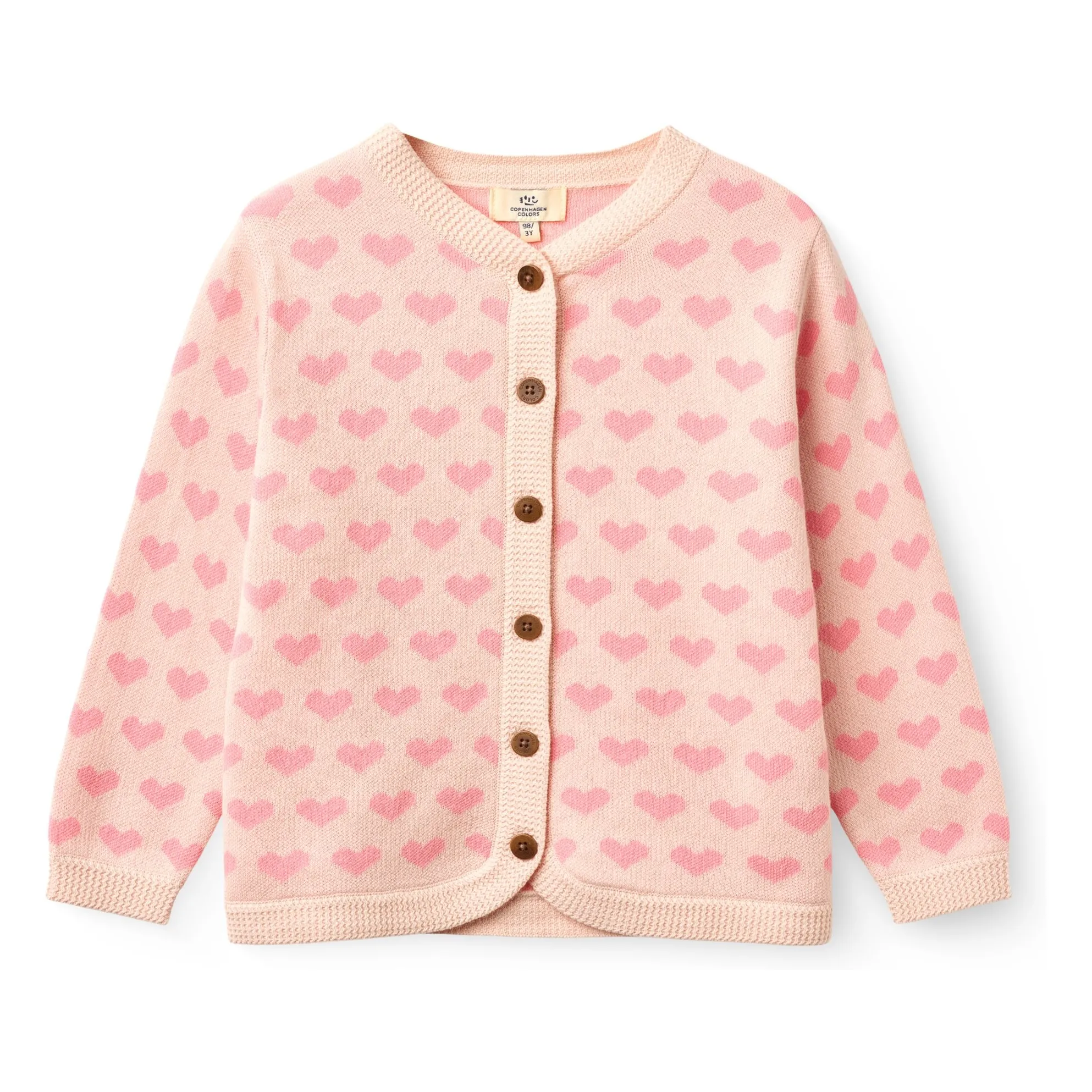 Copenhagen Colors Pink Organic Cotton Hearts Cardigan