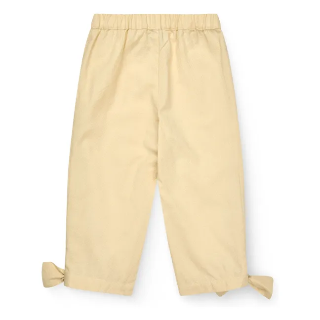 Pantalones anudados de algodón ecológico | Amarillo palo
