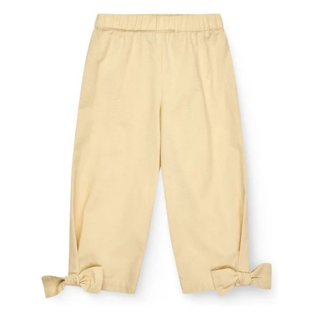 Pantalones anudados de algodón ecológico | Amarillo palo