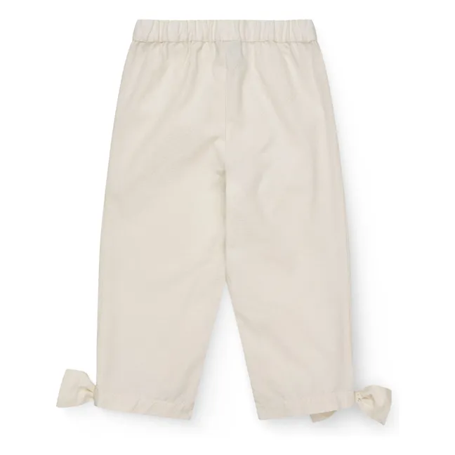 Pantalones anudados de algodón ecológico | Crema