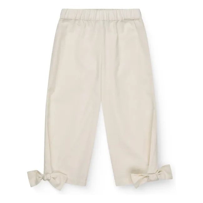 Pantalones anudados de algodón ecológico | Crema