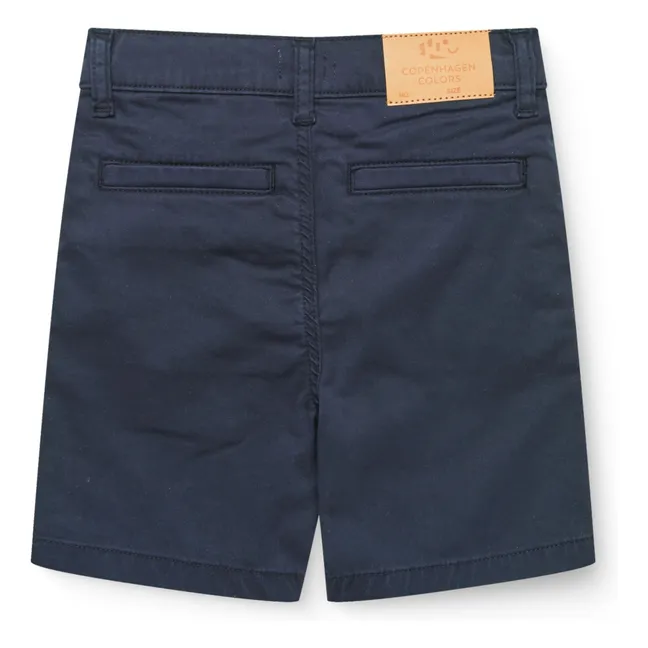 Pantalones cortos con dobladillo de sarga de algodón orgánico | Azul Marino