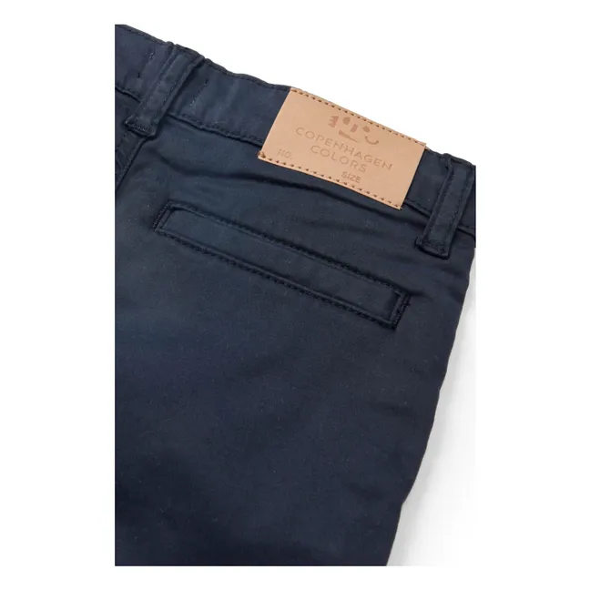 Pantalones cortos con dobladillo de sarga de algodón orgánico | Azul Marino