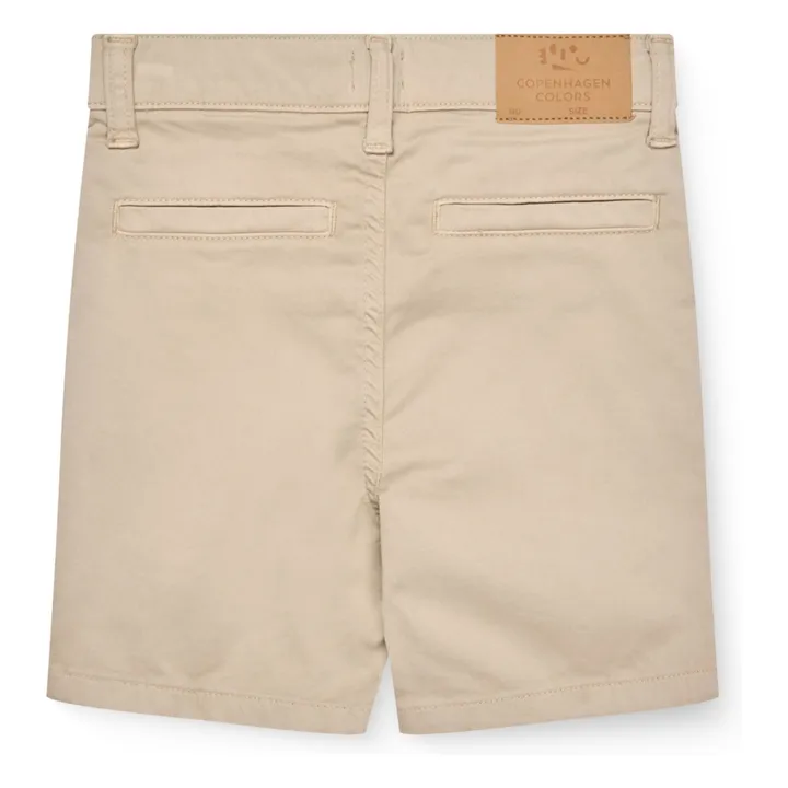 Pantalones cortos con dobladillo de sarga de algodón orgánico | Beige- Imagen del producto n°3