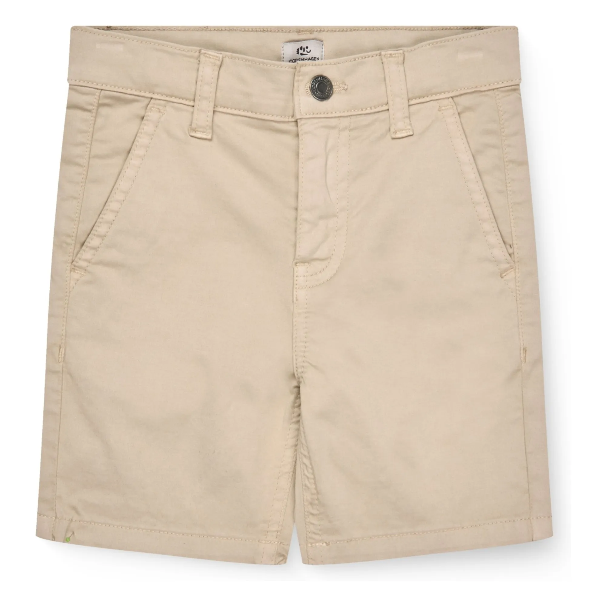 Copenhagen Colors Beige Organic Cotton Twill Hemmed Shorts