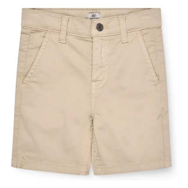Pantalones cortos con dobladillo de sarga de algodón orgánico | Beige