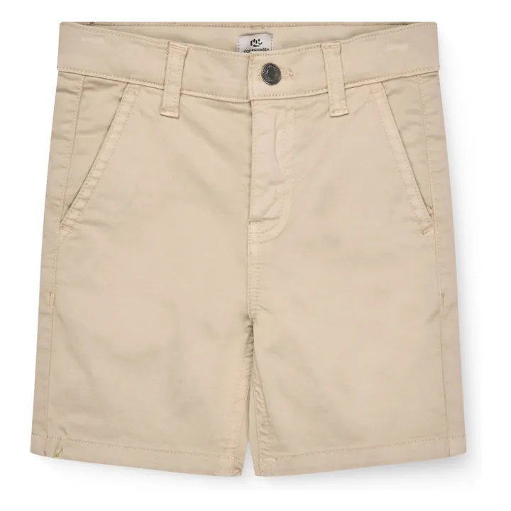 Pantalones cortos con dobladillo de sarga de algodón orgánico | Beige- Imagen del producto n°0