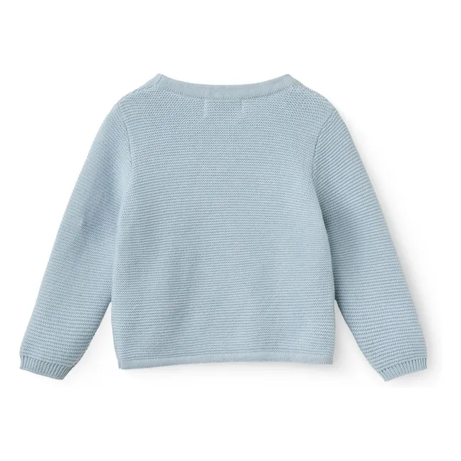 Cardigan Cache-Coeur Coton Bio | Bleu Clair