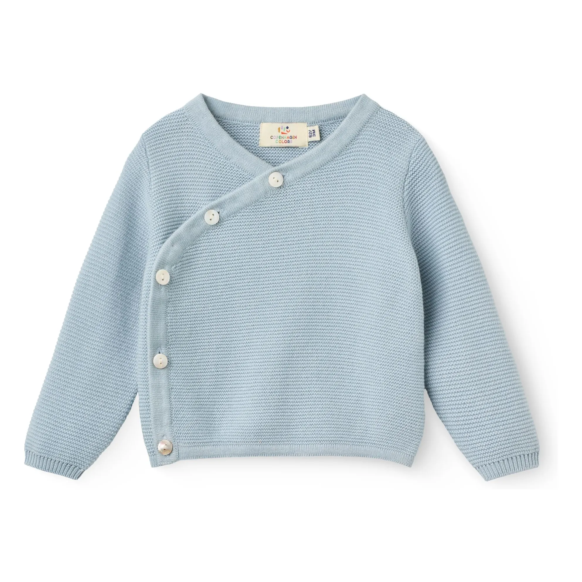 Copenhagen Colors Light Blue Organic Cotton Cardigan Cache-Coeur