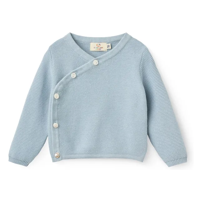 Cardigan Cache-Coeur Coton Bio | Bleu Clair
