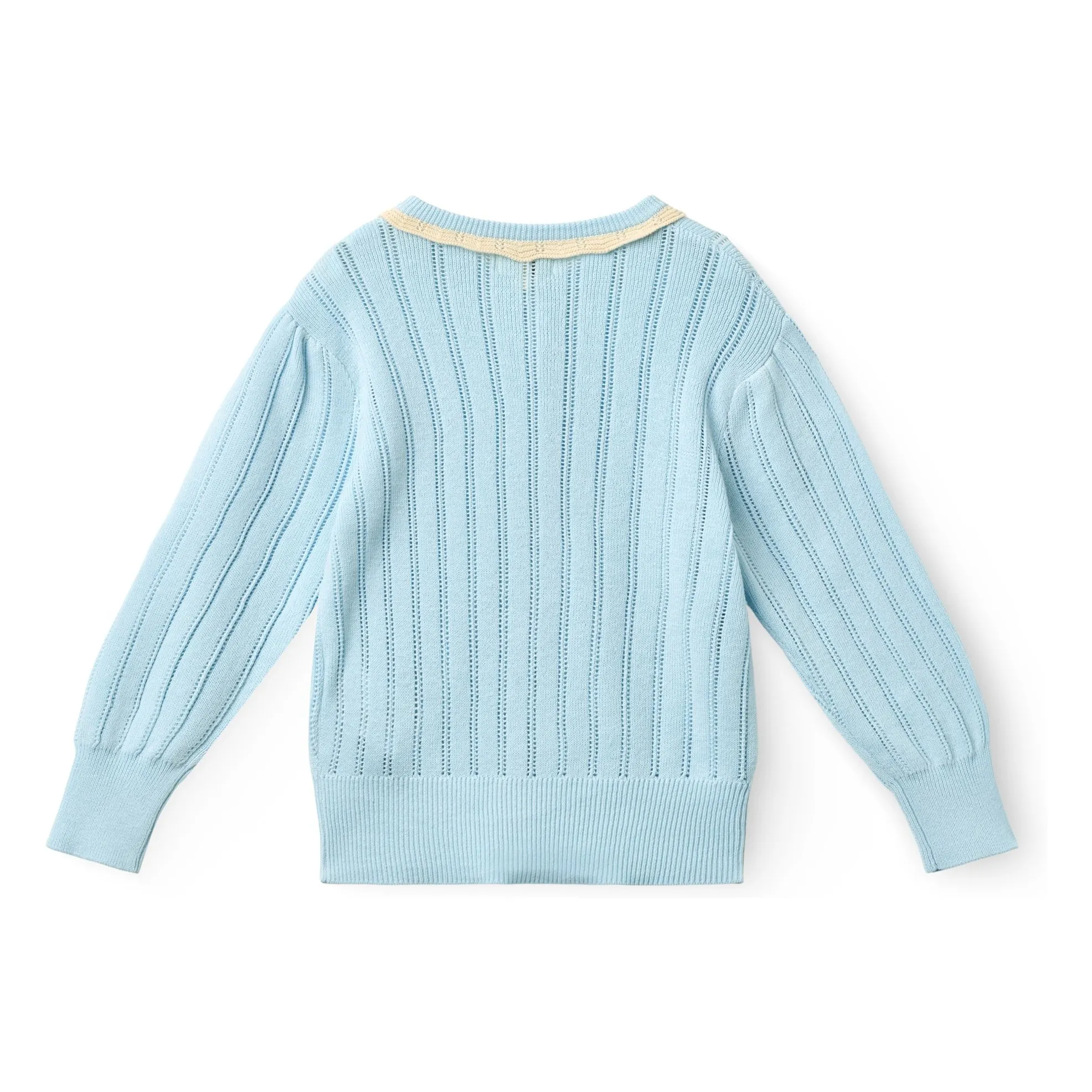 Cardigan Pointelle Coton Bio | Bleu Clair- Image produit n°2