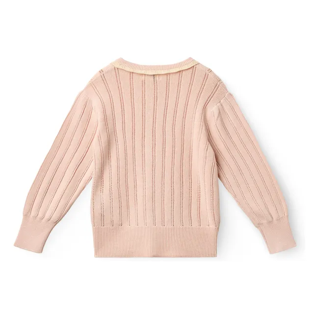 Cardigan Pointelle Coton Bio | Rose pêche