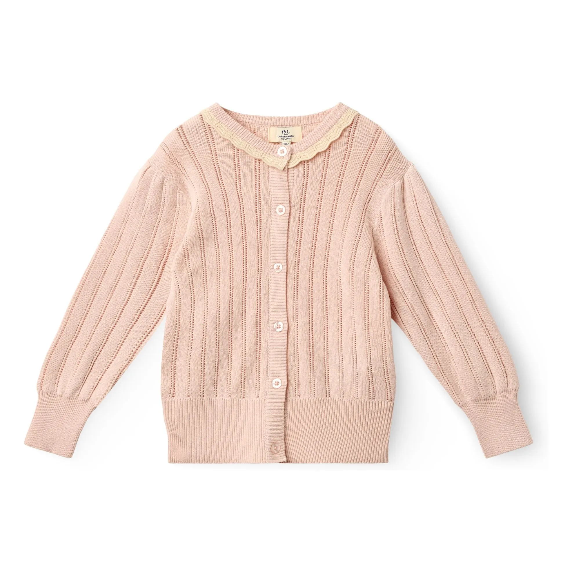 Copenhagen Colors Peach Pointelle Organic Cotton Cardigan