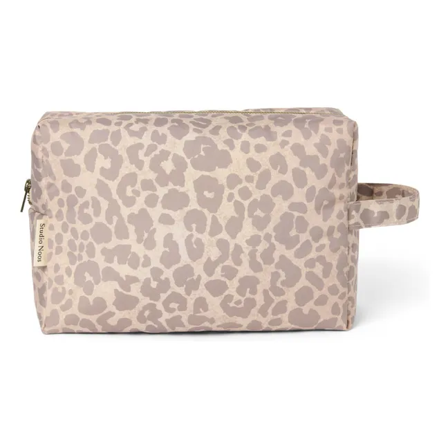 Große Kosmetiktasche Puffy Leopard | Beige
