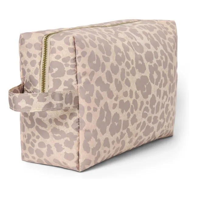 Large Puffy Leopard toiletry bag | Beige