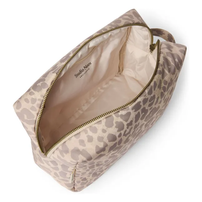 Große Kosmetiktasche Puffy Leopard | Beige