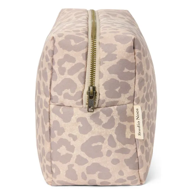 Große Kosmetiktasche Puffy Leopard | Beige