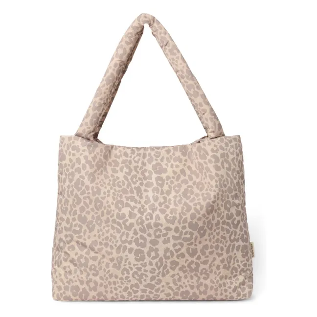 Sac mom-bag Puffy Léopard | Beige