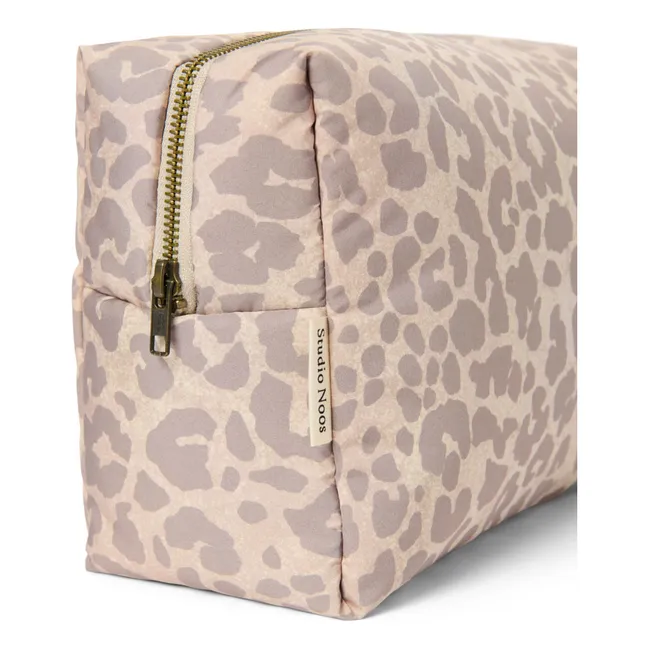 Borsa da bagno grande Puffy Leopard | Beige