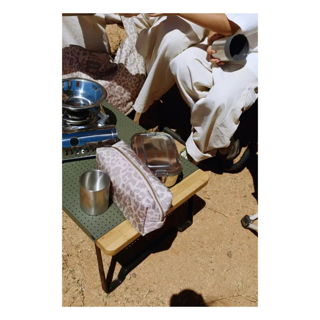 Grande trousse de toilette Puffy Léopard | Beige