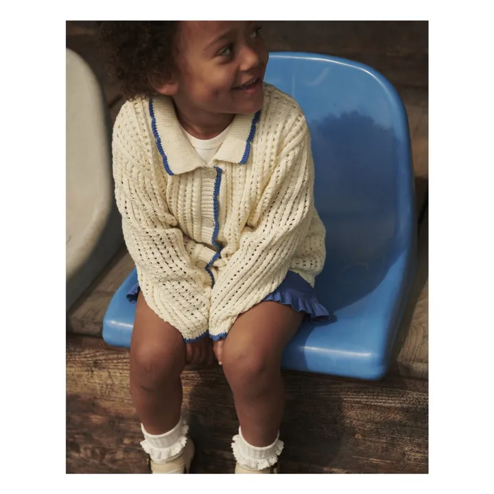 Chaqueta de ganchillo de algodón ecológico | Crema- Imagen del producto n°1