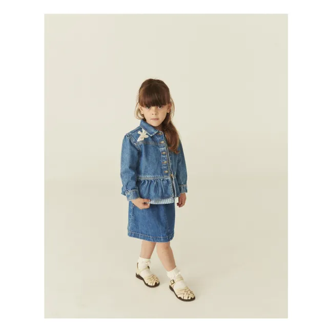 Veste Denim Oiseaux Coton Bio | Bleu