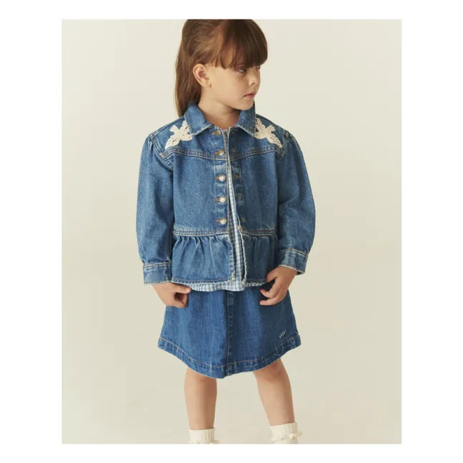 Veste Denim Oiseaux Coton Bio | Bleu