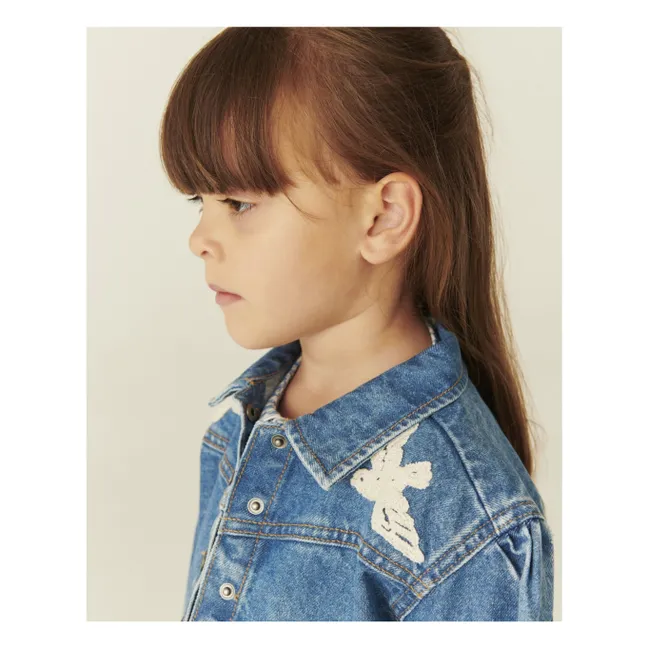 Veste Denim Oiseaux Coton Bio | Bleu