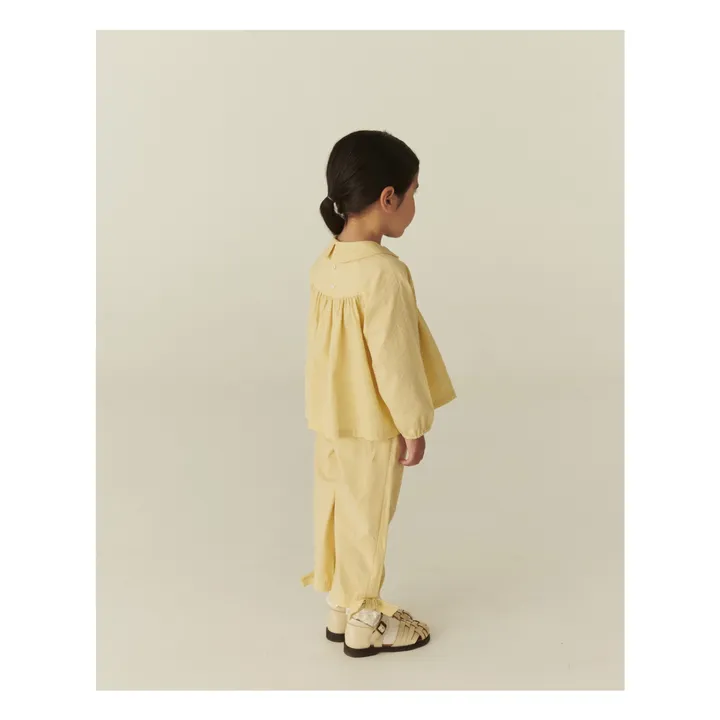 Pantalones anudados de algodón ecológico | Amarillo palo- Imagen del producto n°1