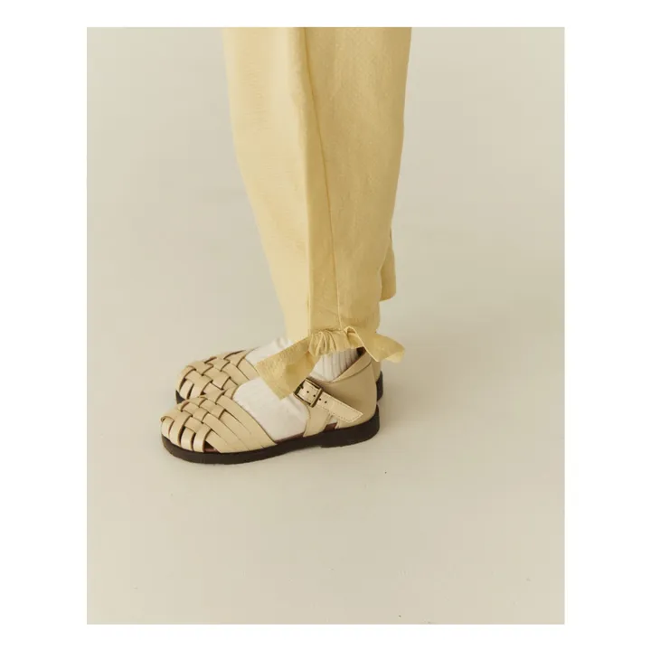 Pantalones anudados de algodón ecológico | Amarillo palo- Imagen del producto n°2