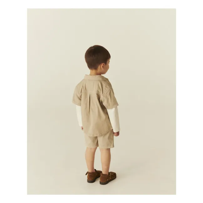 Chemise Safari Sergé Coton Bio | Beige
