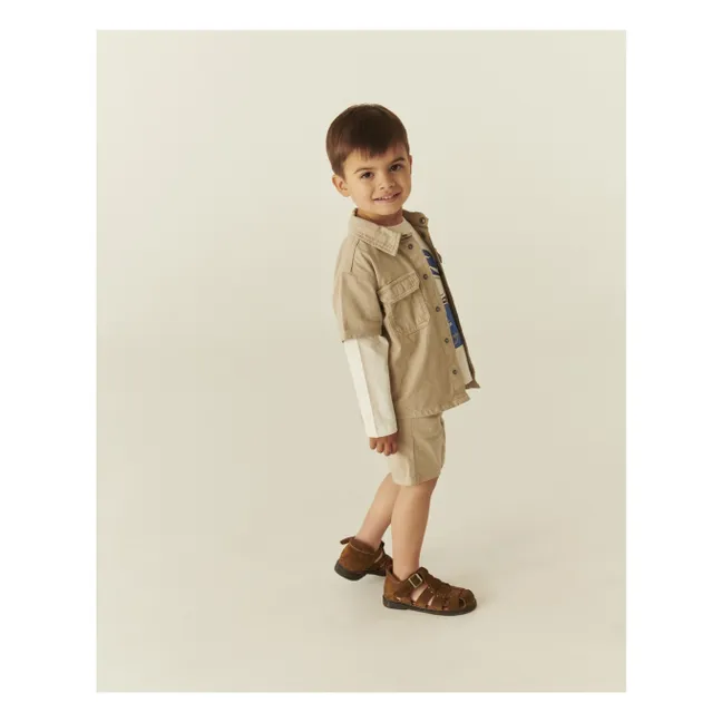 Camisa Safari de sarga de algodón orgánico | Beige