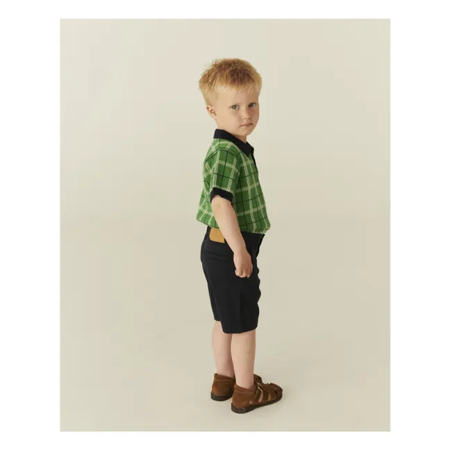 Pantalones cortos con dobladillo de sarga de algodón orgánico | Azul Marino