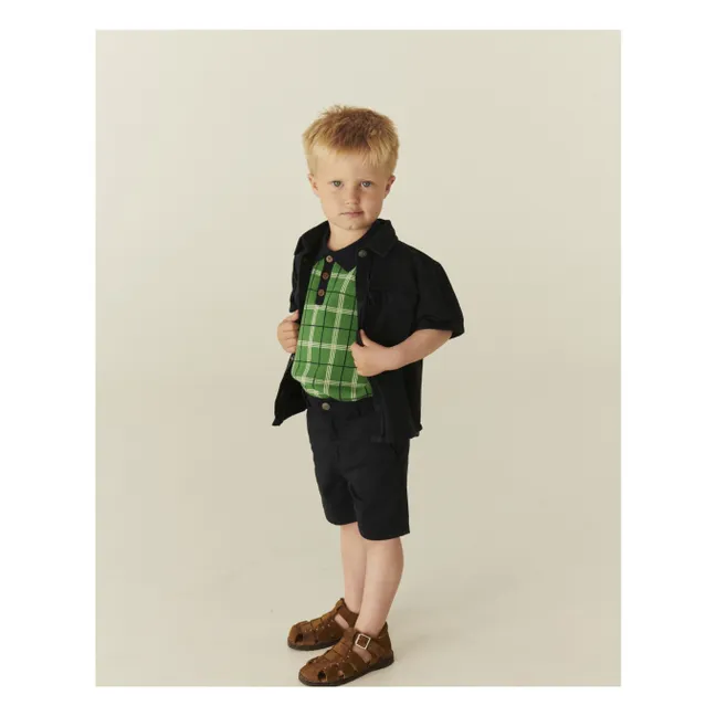 Pantalones cortos con dobladillo de sarga de algodón orgánico | Azul Marino