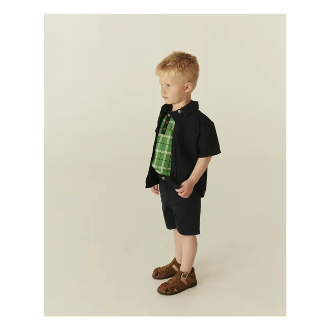 Pantalones cortos con dobladillo de sarga de algodón orgánico | Azul Marino