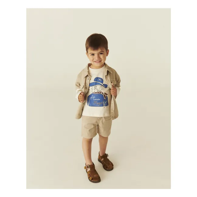 Pantalones cortos con dobladillo de sarga de algodón orgánico | Beige