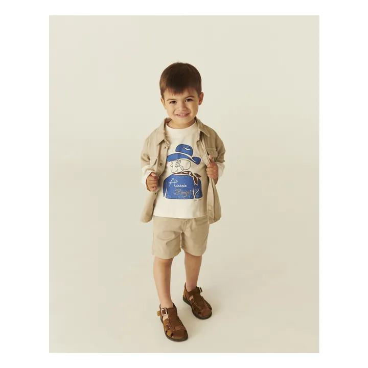 Pantalones cortos con dobladillo de sarga de algodón orgánico | Beige- Imagen del producto n°2