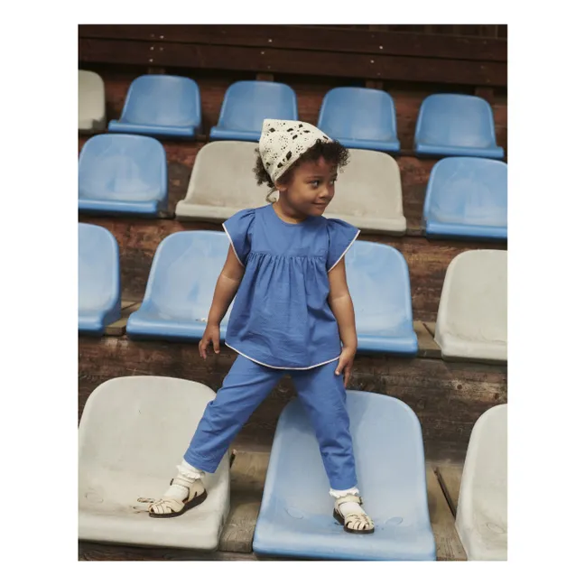 Blusa con flecos Algodón orgánico | Azul