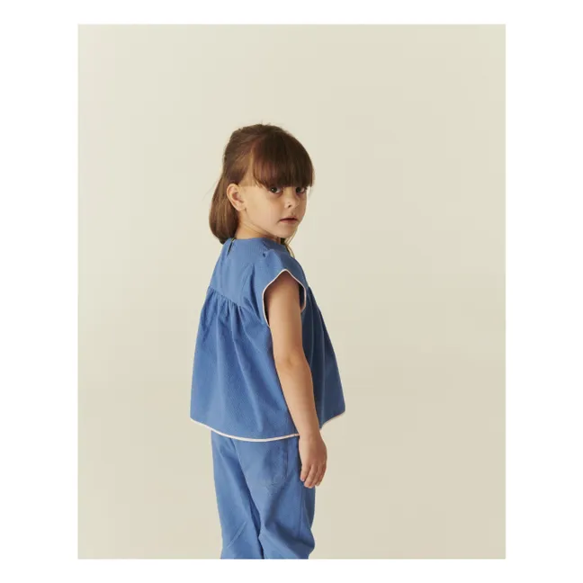 Blusa con flecos Algodón orgánico | Azul