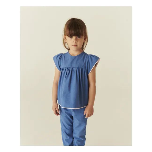 Blusa con flecos Algodón orgánico | Azul