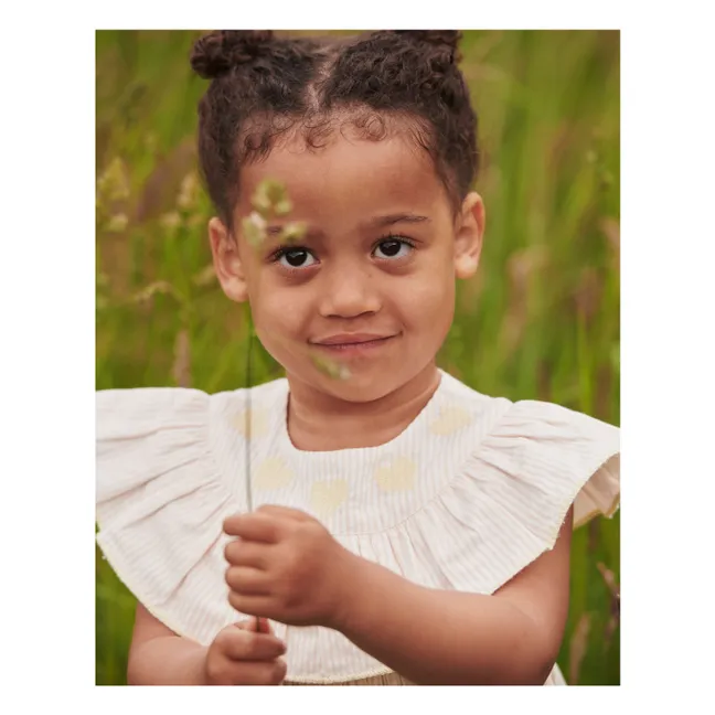 Vestido de algodón orgánico Seersucker a rayas | Rosa Pálido