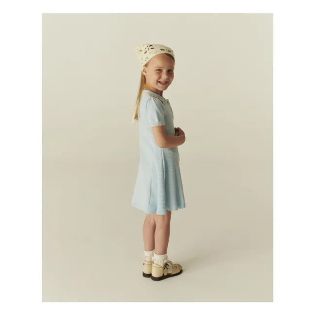 Vestido de pata de gallo de algodón orgánico | Azul Glaciar