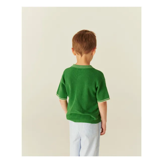 Polo Maille Coton Bio | Vert prairie