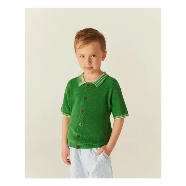 Polo Maille Coton Bio | Vert prairie