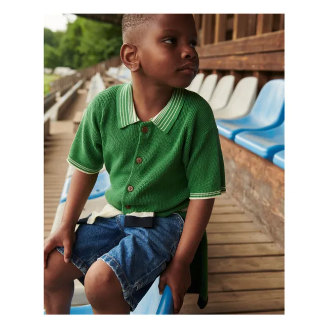 Polo Maille Coton Bio | Vert prairie